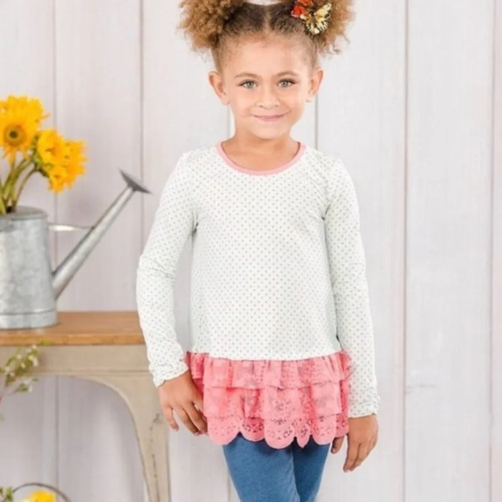 Matilda Jane Jump Rope Tunic‎ Top Girls 8 The Adventure Begins Polka Dot Lace